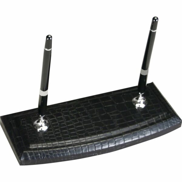 Dacasso Crocodile Embossed Black Leather Pen Stand