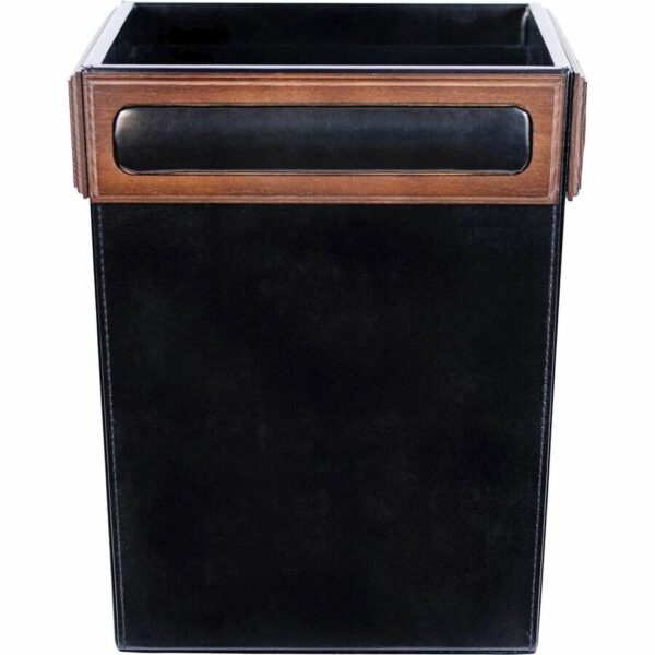 Dacasso Walnut & Leather Waste Basket