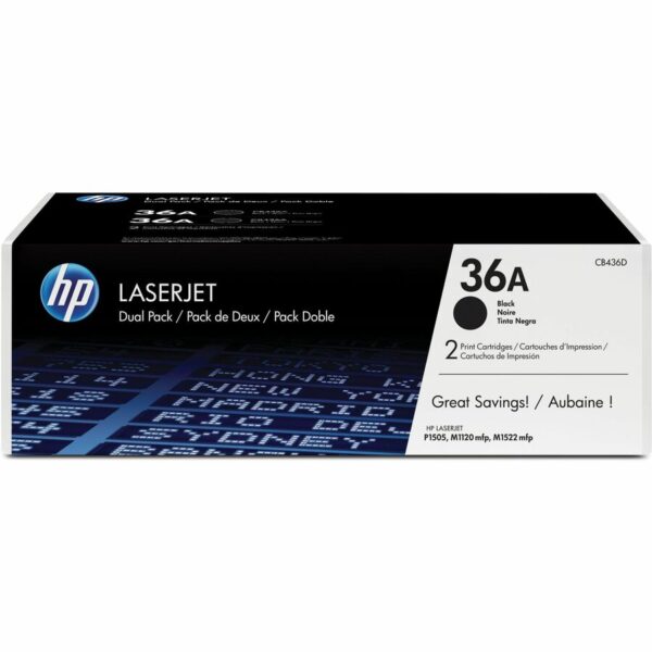 HP 36A (CB436D) Original Laser Toner Cartridge - Dual Pack - Black - 2 Carton