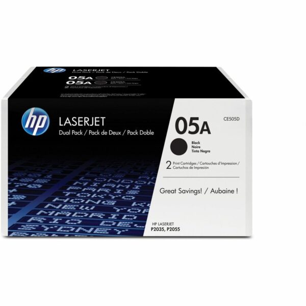 HP 05A (CE505D) Original Laser Toner Cartridge - Dual Pack - Black - 2 Carton