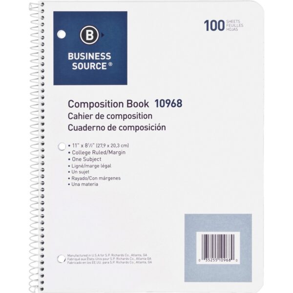 Business Source Wirebound College Ruled Notebooks - Letter - Image 2