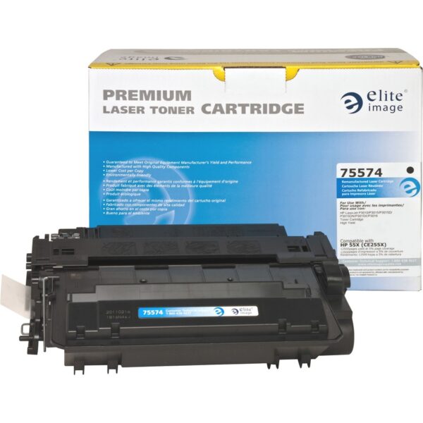 Elite Image Remanufactured Laser Toner Cartridge - Alternative for HP 55X (CE255X) - Black - 1 Each