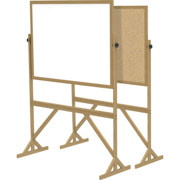 Ghent Reversible Cork Bulletin Board/Whiteboard with Wood Frame