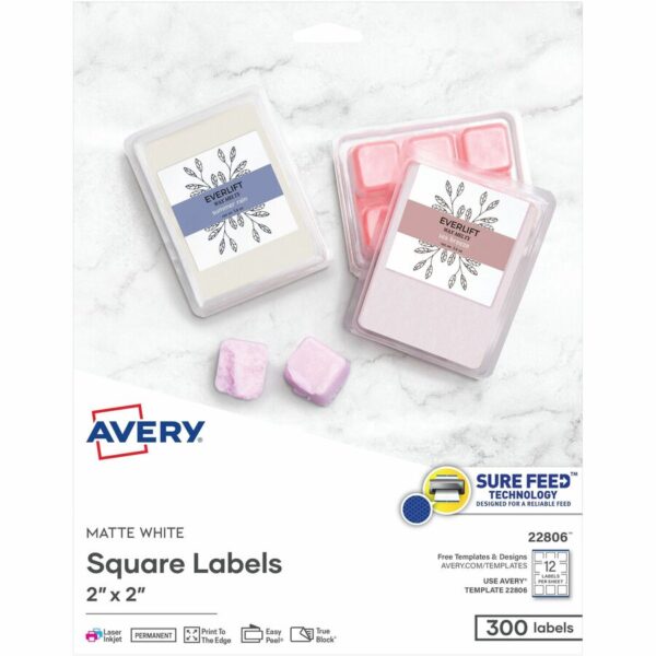 Avery® Matte White Square Labels2" x 2"