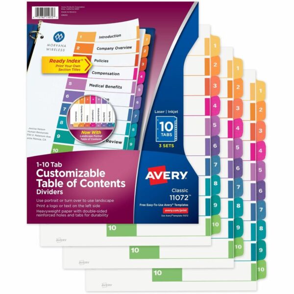 Avery Ready Index Custom TOC Binder Dividers