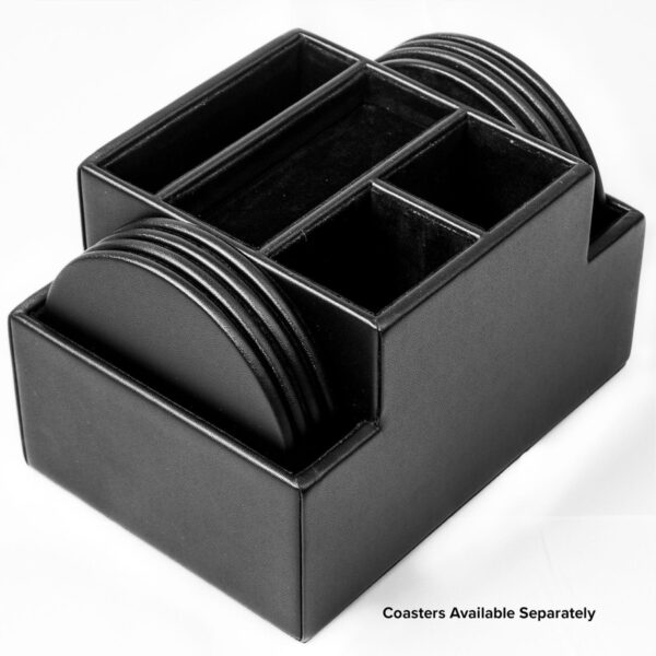 Dacasso Black Leather Desk Supply Organizer - Image 2