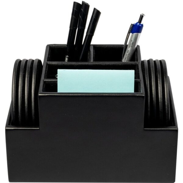 Dacasso Black Leather Desk Supply Organizer - Image 4