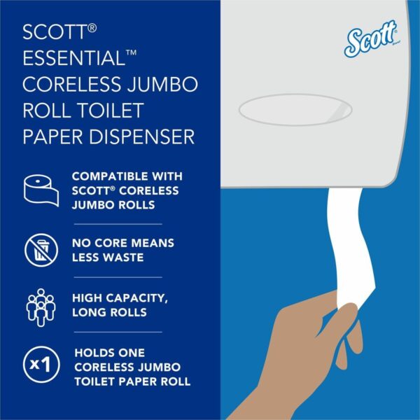 Scott Essential Coreless Jumbo Roll Toilet Paper Dispenser - Image 4