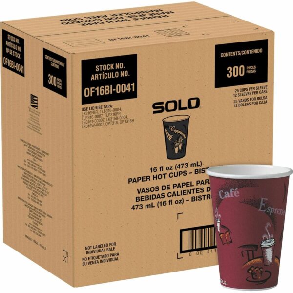 Solo 16 oz Bistro Design Hot Cups