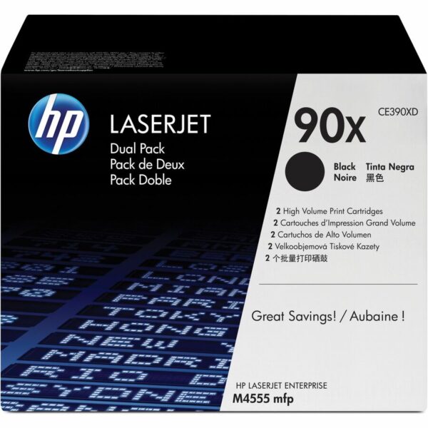 HP 90X (CE390XD) Original Laser Toner Cartridge - Dual Pack - Black - 2 / Carton