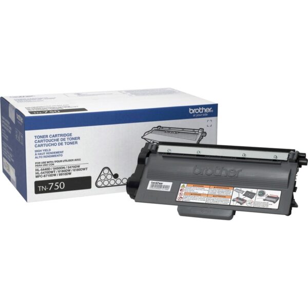 Brother TN750 Original High Yield Laser Toner Cartridge - Black - 1 Each