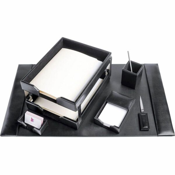 Dacasso 8-Piece Econo-Line Desk Set - Bonded Black Leather - Image 2