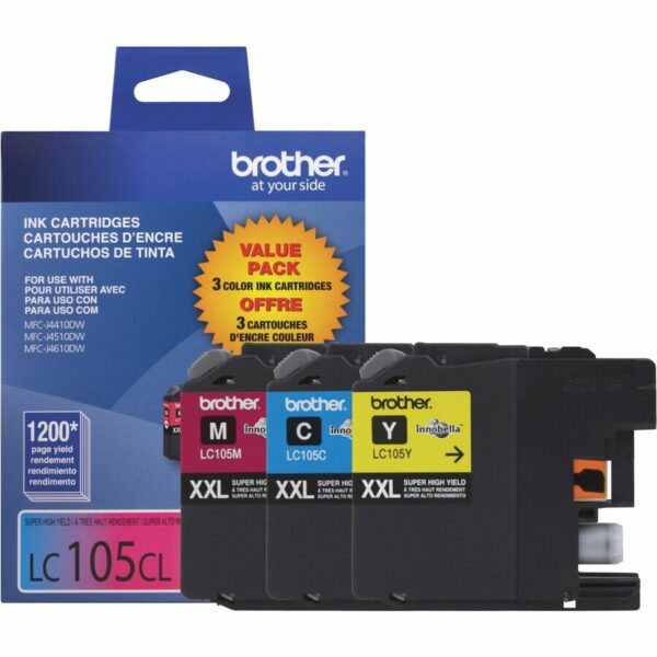 Brother Innobella LC1053PKS Original High Yield Inkjet Ink Cartridge - Tri-pack - Assorted, Magenta, Yellow - 3 / Pack