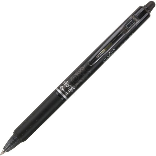 A black pen with a white tip and a black handle.