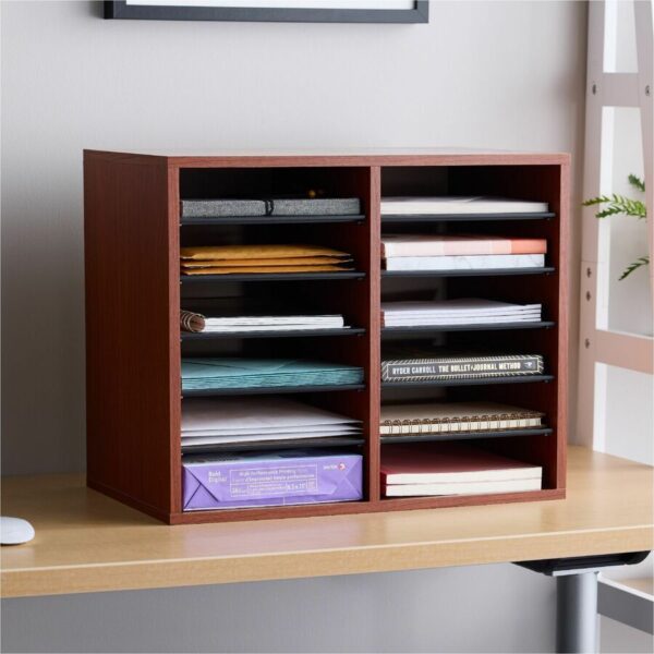 Safco Adjustable 12-Slot Wood Literature Organizer - Image 3