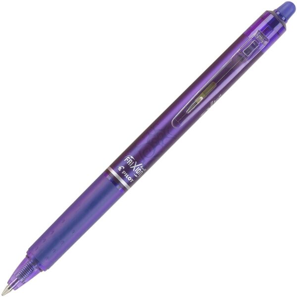 A purple pen with a white tip and black ink.