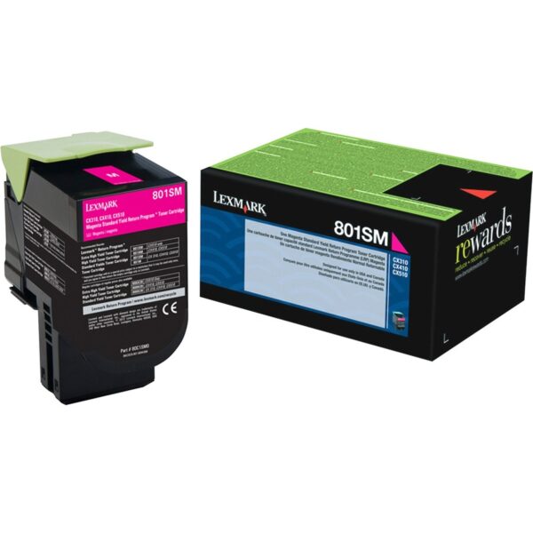 Lexmark 801SM Original Standard Yield Laser Toner Cartridge - Magenta - 1 Each