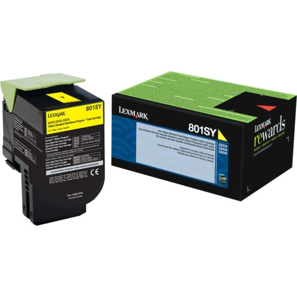 Lexmark Unison 801SY Original Standard Yield Laser Toner Cartridge - Yellow - 1 Each