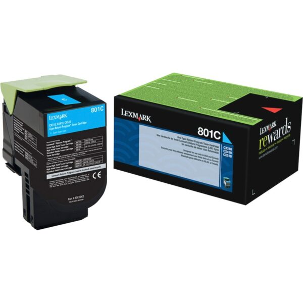 Lexmark Unison 801C Original Standard Yield Laser Toner Cartridge - Cyan - 1 Each