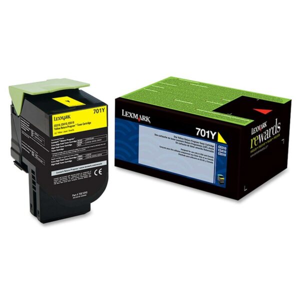 Lexmark 701Y Original Standard Yield Laser Toner Cartridge - Yellow - 1 Each