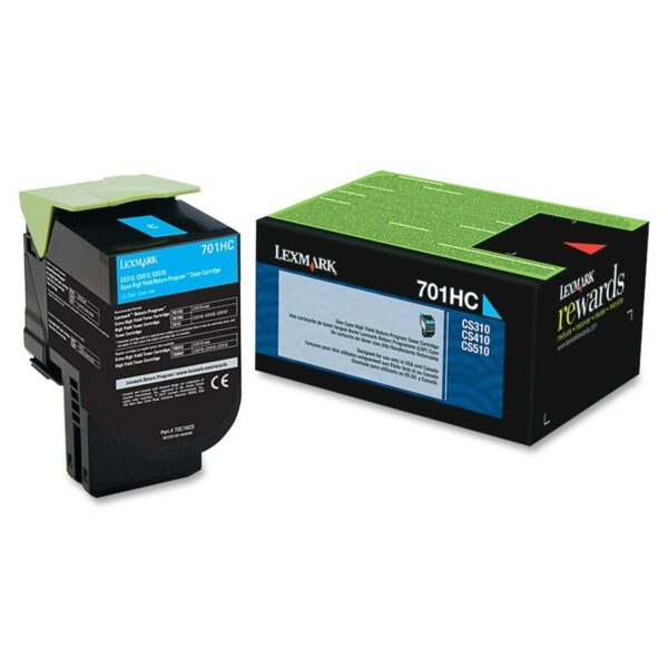 Lexmark 701HC Original High Yield Laser Toner Cartridge - Cyan - 1 Each