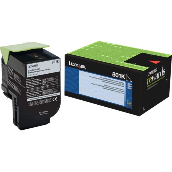 Lexmark Unison 801K Original Standard Yield Laser Toner Cartridge - Black - 1 Each