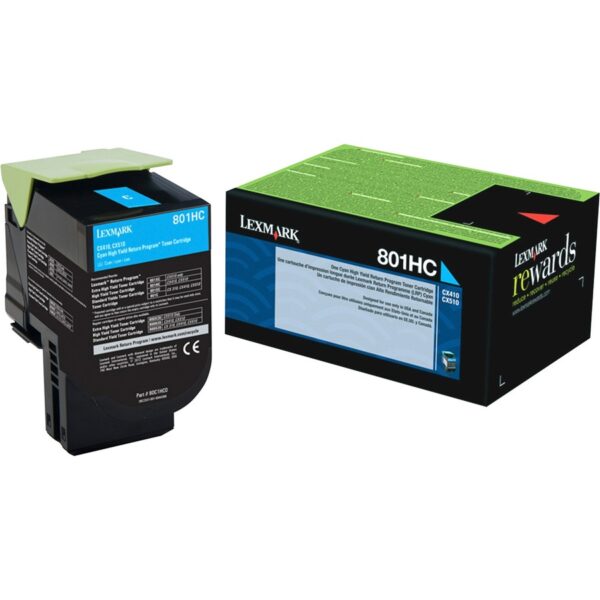 Lexmark Unison 801HC Original High Yield Laser Toner Cartridge - Cyan - 1 Each