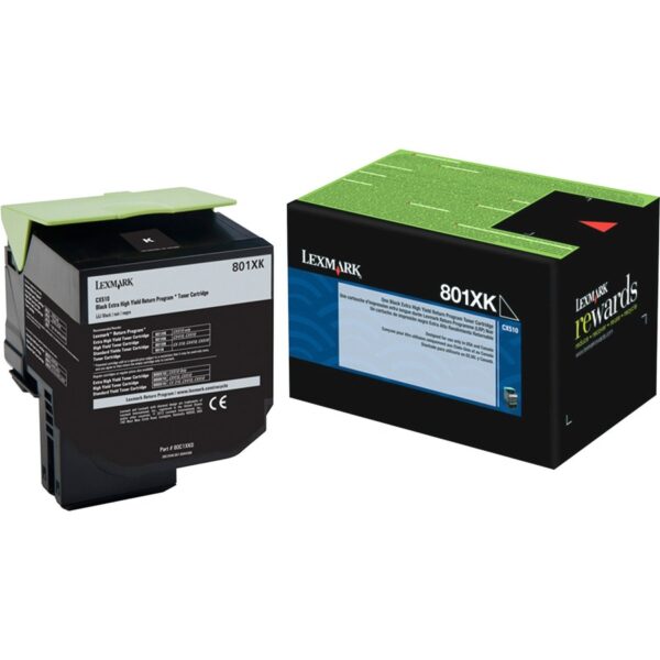 Lexmark Unison 801XK Original Extra High Yield Laser Toner Cartridge - Black - 1 Each