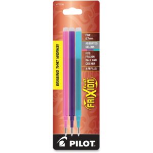 A package of two pilot frixion pens in purple and blue.