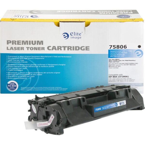 Elite Image Remanufactured Laser Toner Cartridge - Alternative for HP 80A (CF280A) - Black - 1 Each