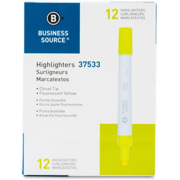 Business Source Chisel Tip Yellow Value Highlighter - Image 3