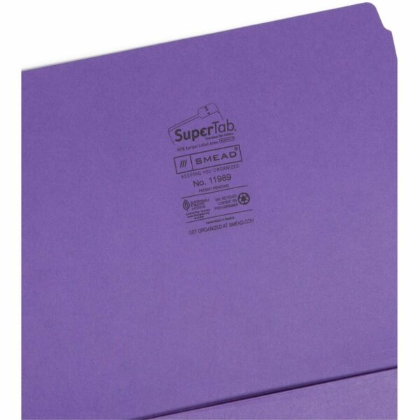 Smead SuperTab 1/3 Tab Cut Letter Recycled Top Tab File Folder - Image 3