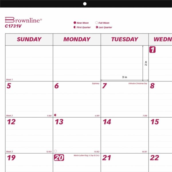 Brownline Vinyl Strip Monthly Desk Pad - Image 2