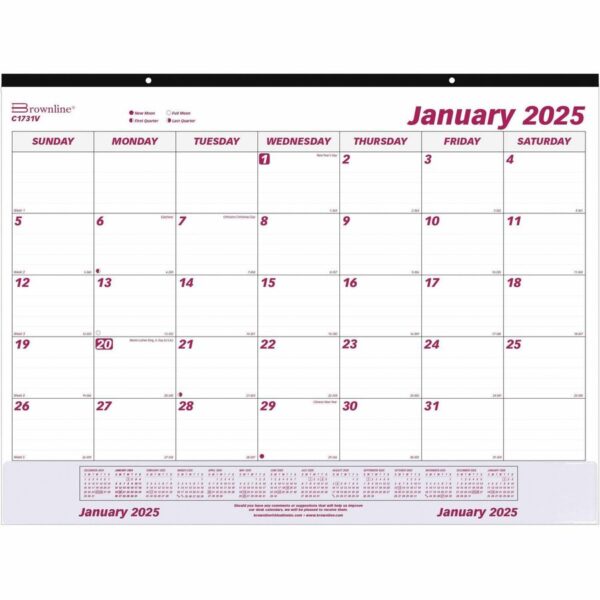 Brownline Vinyl Strip Monthly Desk Pad