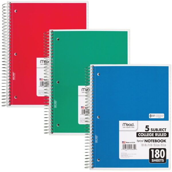 Mead 5-subject Spiral Notebook