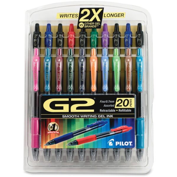 A set of 2 0 pens in different colors.