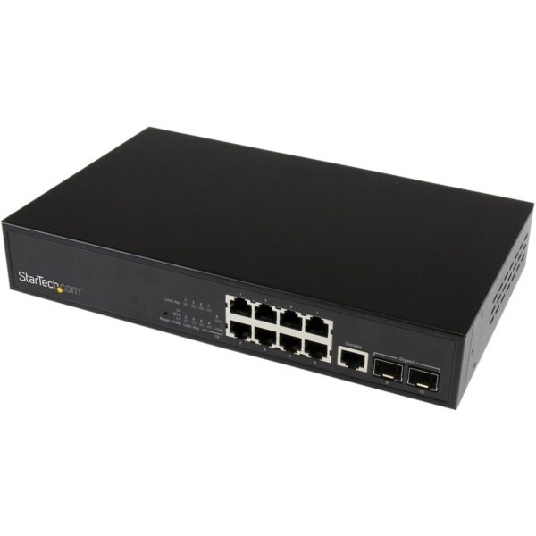 StarTech.com 10 Port Gigabit Ethernet Switch with 2 Open SFP Slots