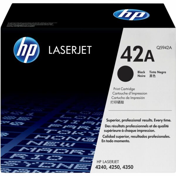 HP 42A (Q5942A) Original Standard Yield Laser Toner Cartridge - Single Pack - Black - 1 Each