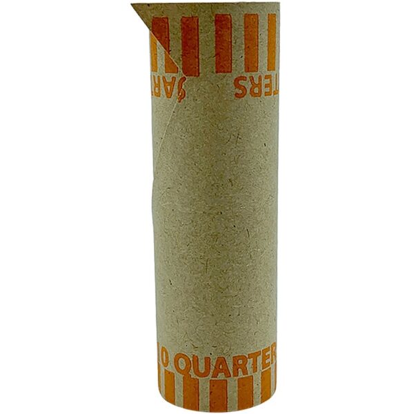 A roll of quarters is shown.