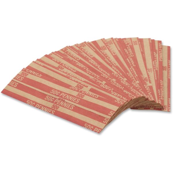 A set of 2 0 red and white striped paper money.