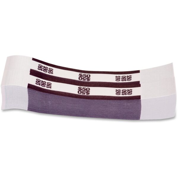 A pair of purple and white paper bands.