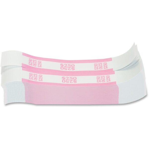 A pair of pink and white paper bands.