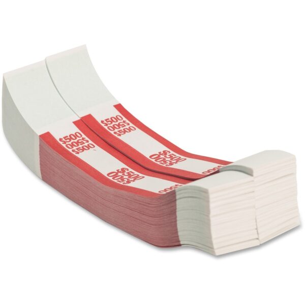 A stack of red and white paper money.