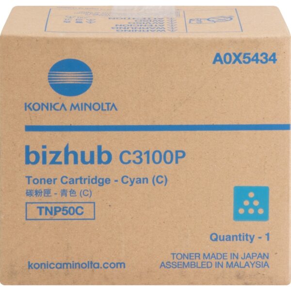 Konica Minolta TNP50C Original Laser Toner Cartridge - Cyan - 1 Each