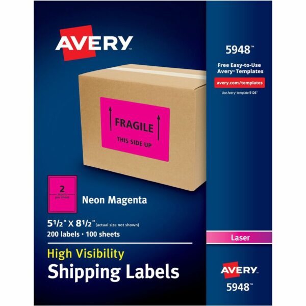 Avery® Neon Shipping Labels, 5-1/2" x 8-1/2" , 200 Labels (5948)