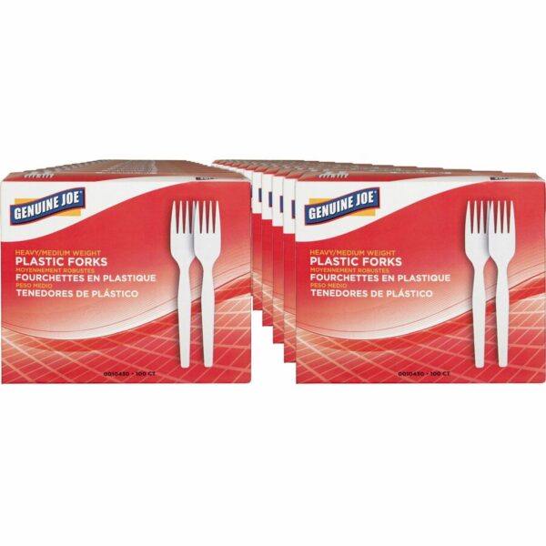 Genuine Joe Heavyweight White Plastic Forks