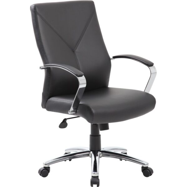 Boss Leatherplus Executive Chair with Chrome Accent