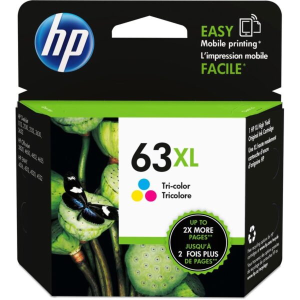 HP 63XL Original High Yield Inkjet Ink Cartridge - Tri-color - 1 Each