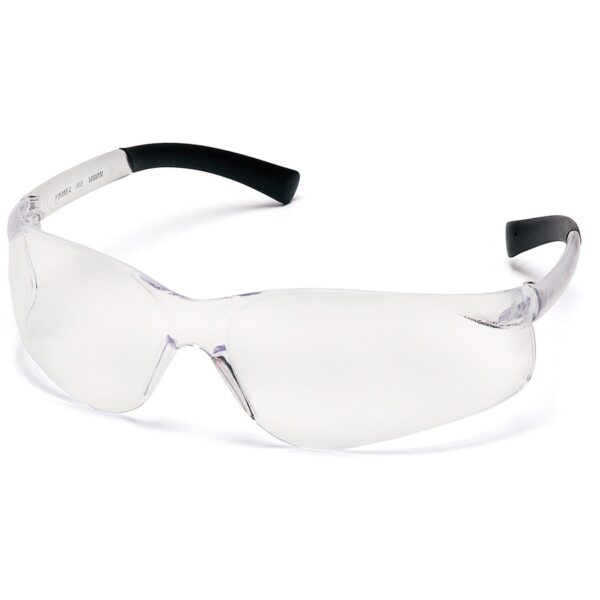 A pair of safety glasses with clear lenses.