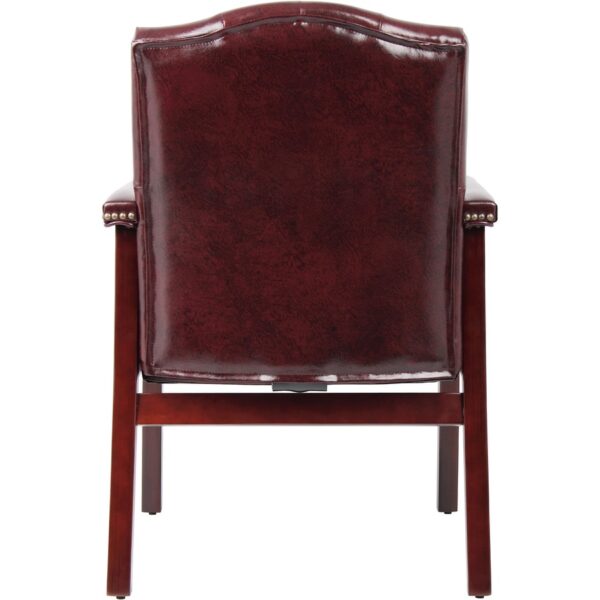 Boss Traditional Oxblood Vinyl Guest Chair with Mahogany Finish - Image 4